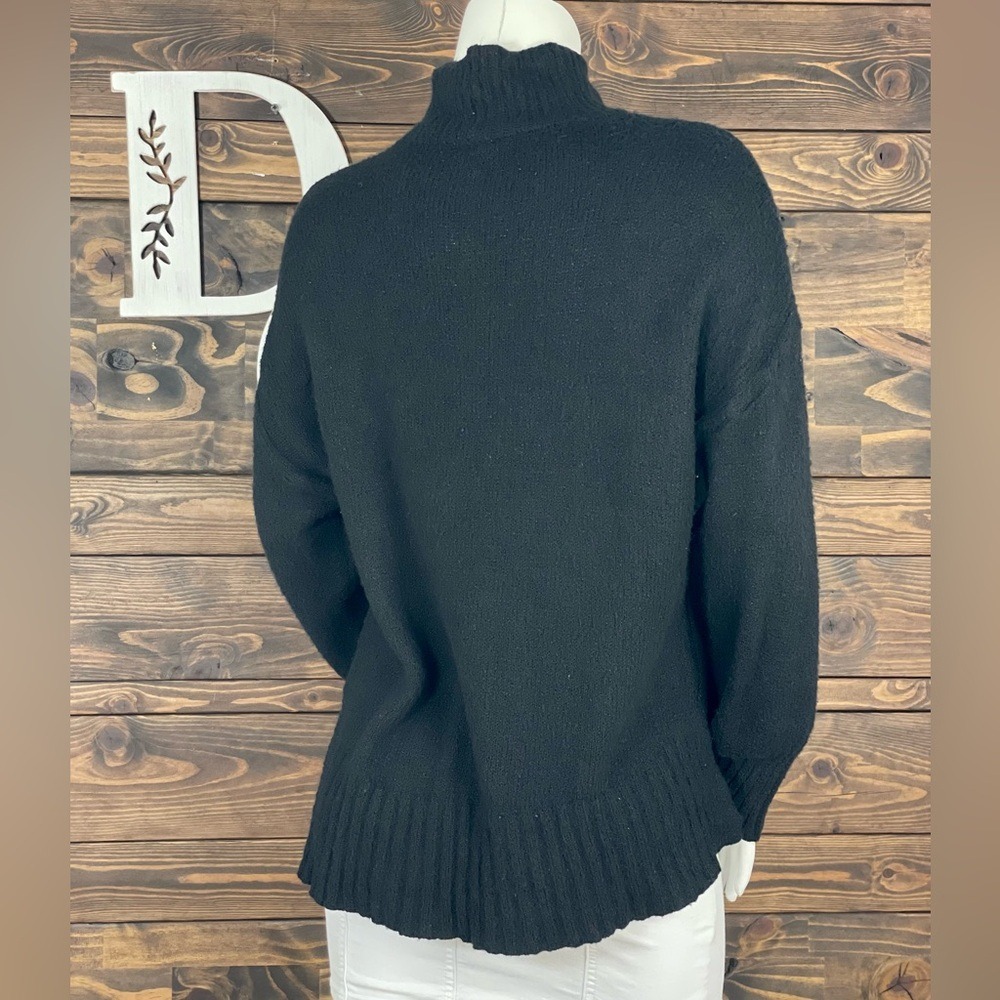 Time and Tru Black Cowl Neck Sweater with Textured Knit and Slim Fit - Picture 3 of 6
